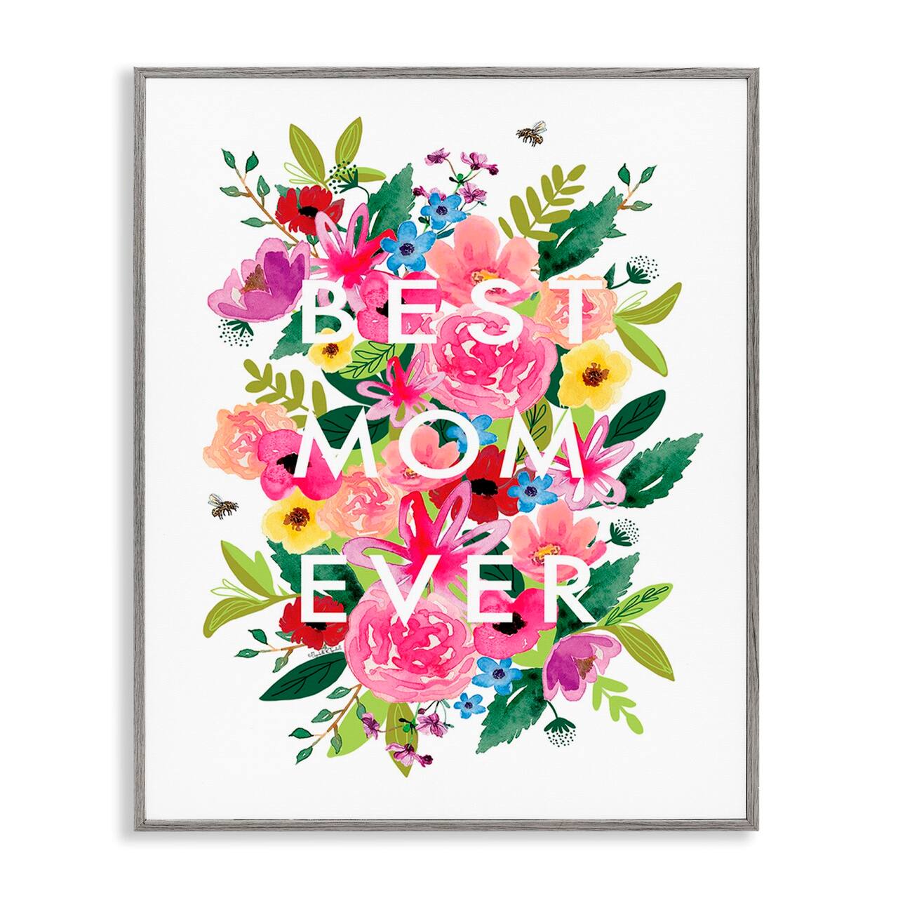 Stupell Industries Floral Best Mom Ever Framed Giclee Art